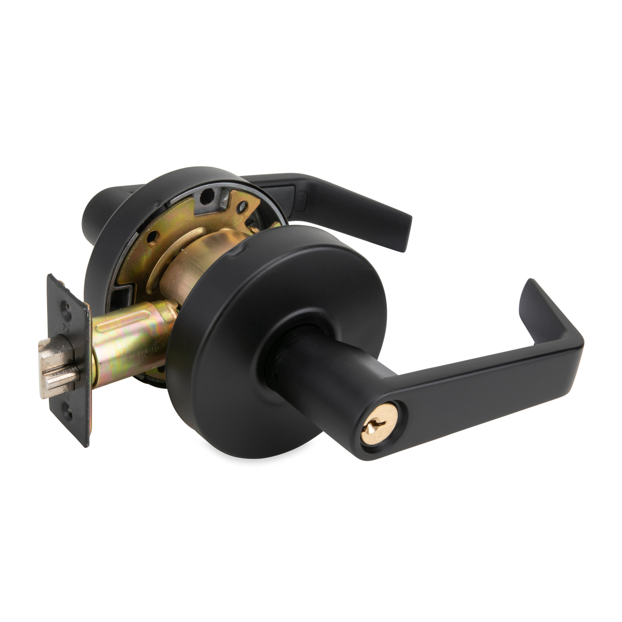 Trans Atlantic LSV Saturn Entry Door Handle — Matte Black, Grade 2, Commercial, Cylindrical, Lockable, Model# DL-LSV53-US10B
